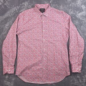 Bonobos Men's Pink Blue Slim Fit Long Sleeve Stretch Button Up Shirt Size L Long
